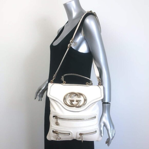 Gucci Britt Interlocking GG Messenger Bag Cream Leather - Picture 1 of 16